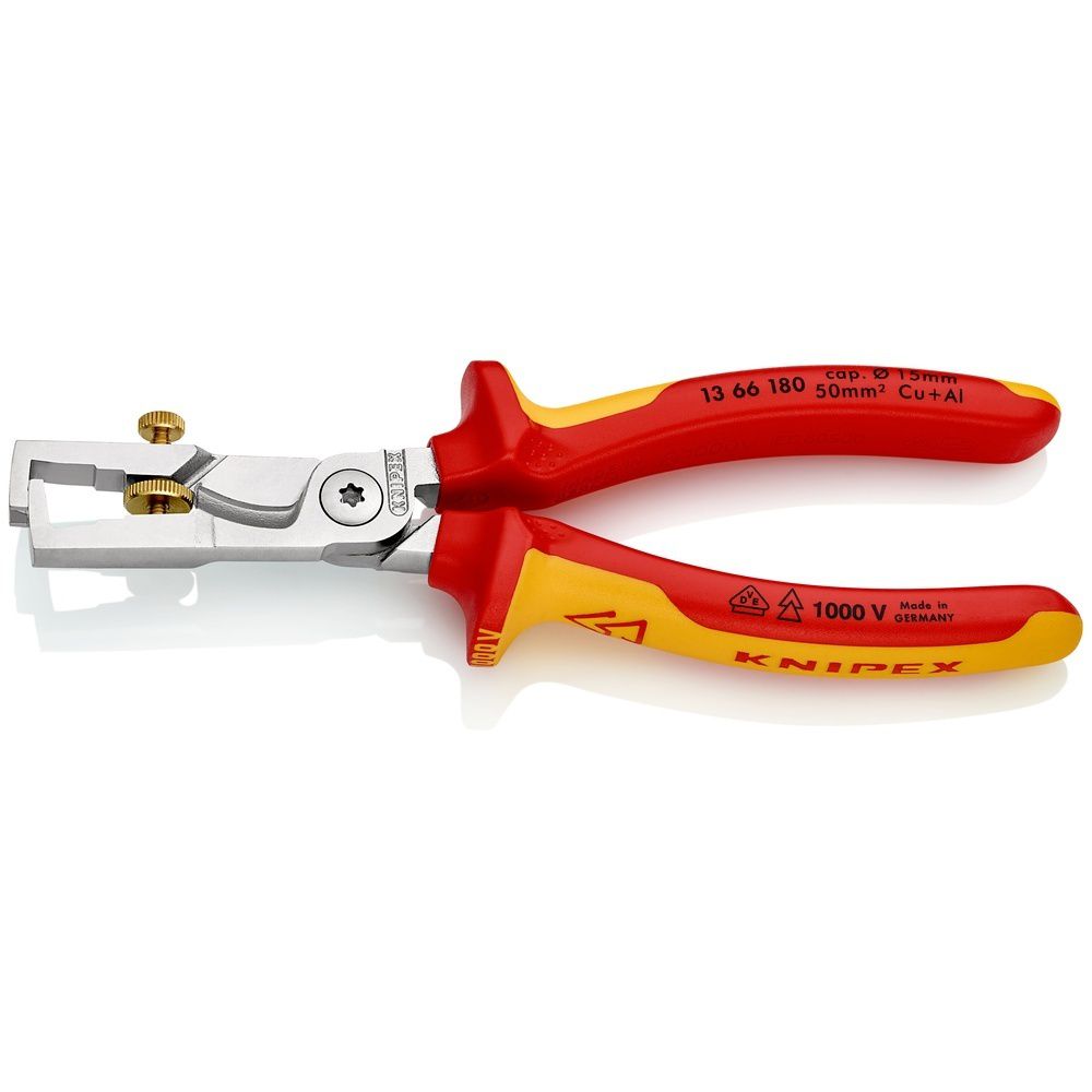 Knipex Kabelschere mit Abisolierfunktion 13 66 180